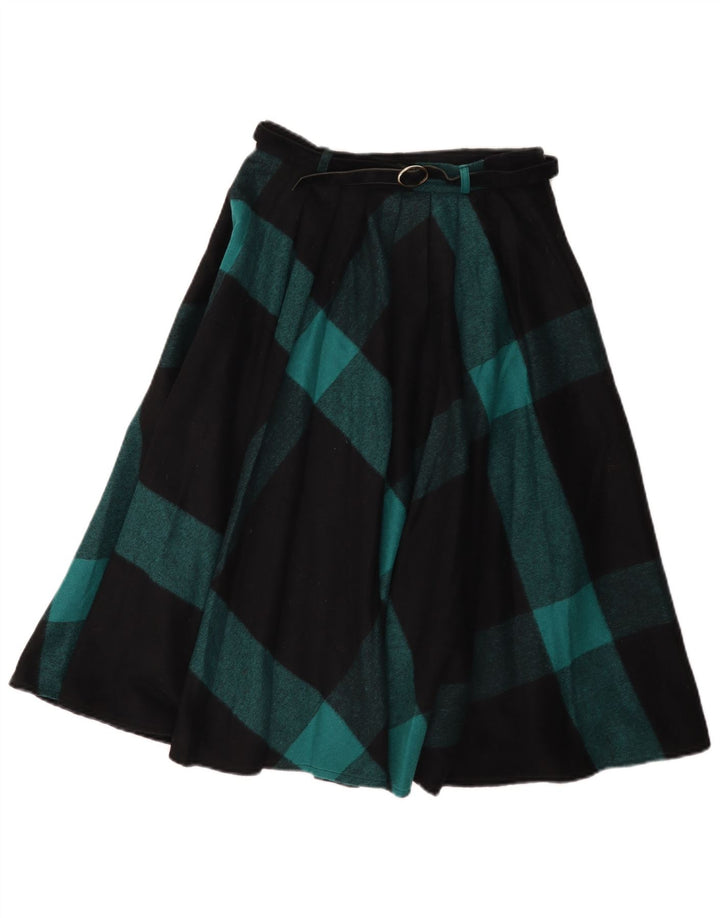 Fusta evazată pentru femei Vintage IT 42 Medium W26 Lână cu check negru