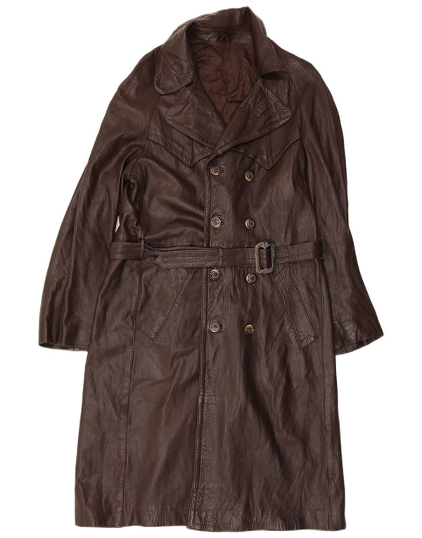 Palton din piele dublu pentru femei VINTAGE IT 52 2XL din piele maro