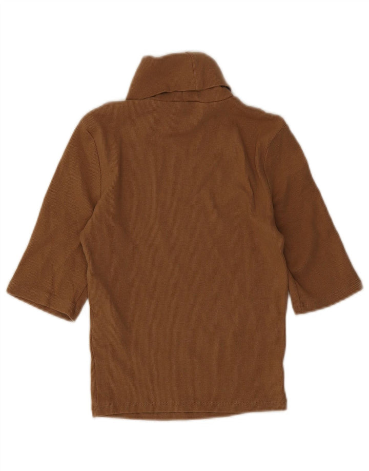 Top crop cu gât rulat pentru femei Zara UK 8 mic, maro, bumbac