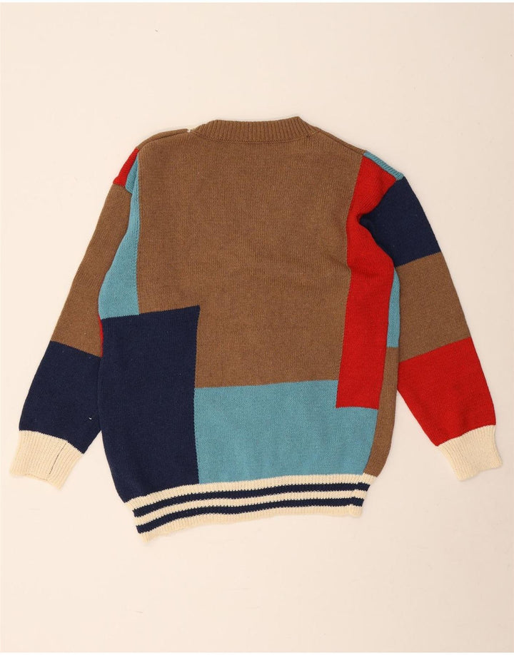 Pulover Cardigan Vintage Bărbați Mediu Multicolor Geometric