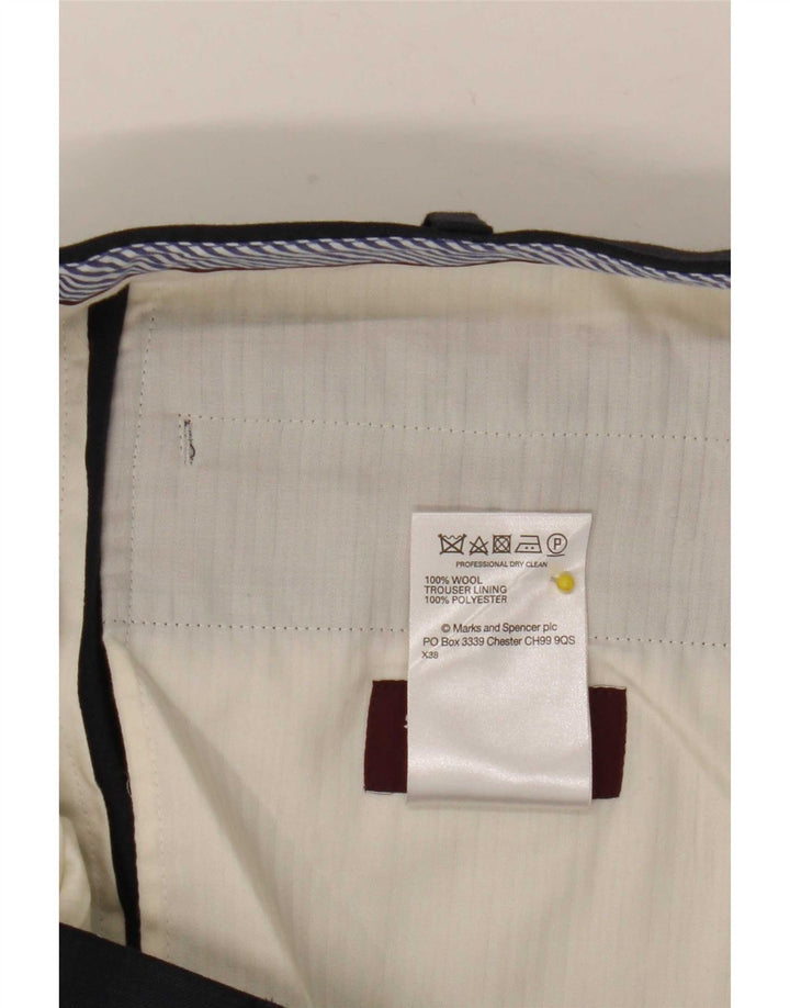 Marks & Spencer Pantaloni drepți pentru bărbați L38 L31 Lână bleumarin