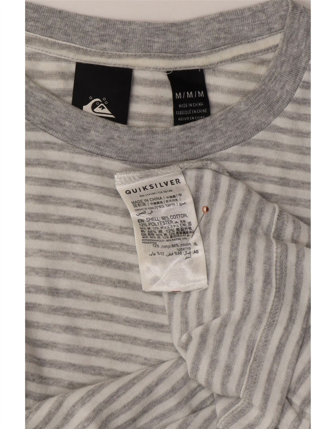 QUIKSILVER Crop Top supradimensionat pentru femei cu mânecă lungă UK 14 Medium Gri cu dungi