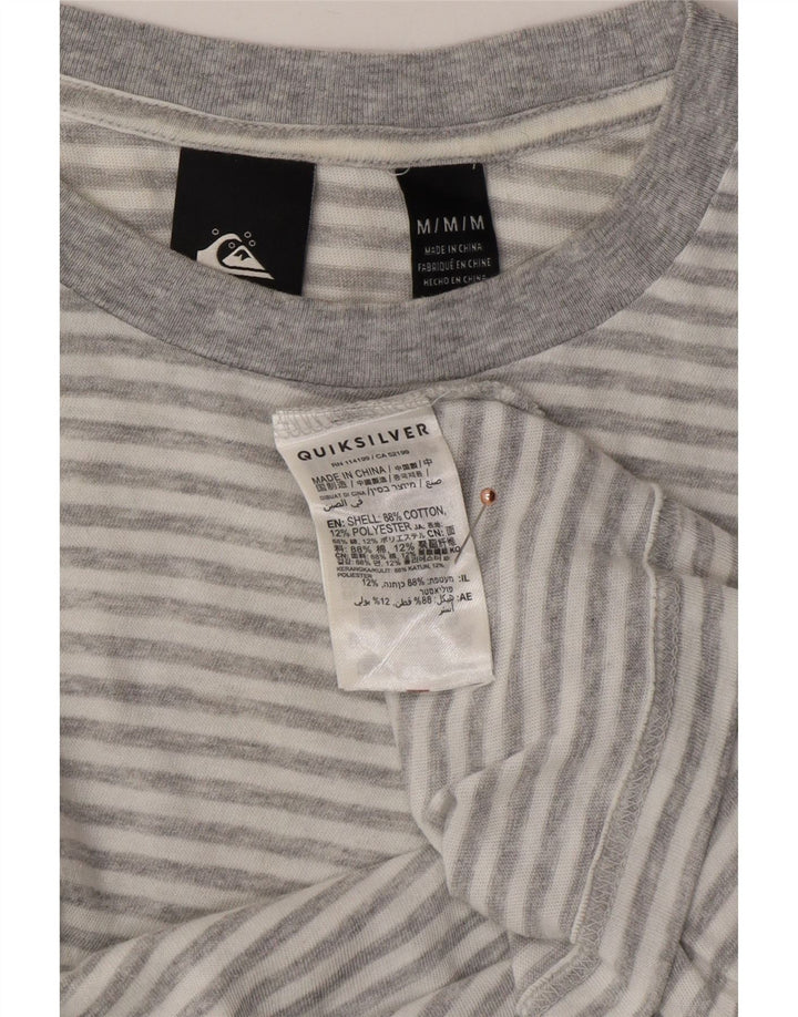 QUIKSILVER Crop Top supradimensionat pentru femei cu mânecă lungă UK 14 Medium Gri cu dungi