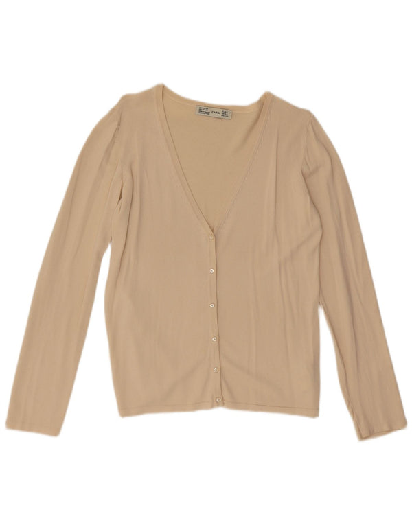 Pulover cardigan pentru femei Zara UK 14 mare, bej, viscoză