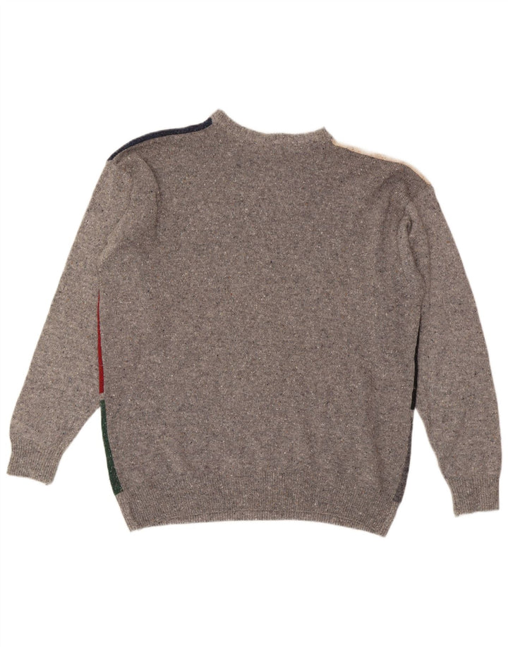 Pulover vintage pentru bărbați cu decolteu triplu, XL, multicolor, geometric