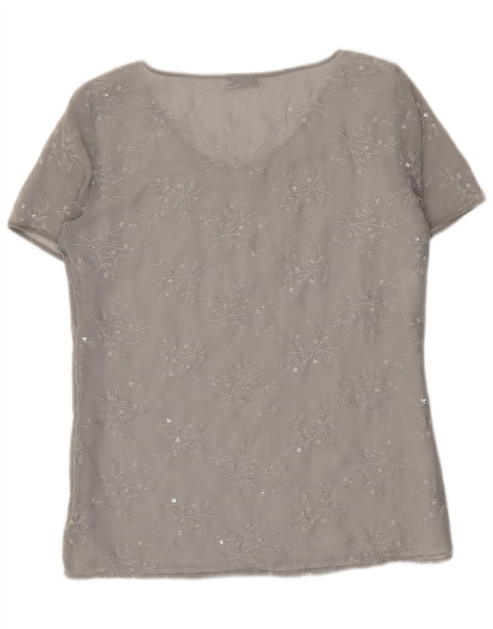 Bluză Marella pentru femei See Through Top UK 14, mare, gri, poliester floral