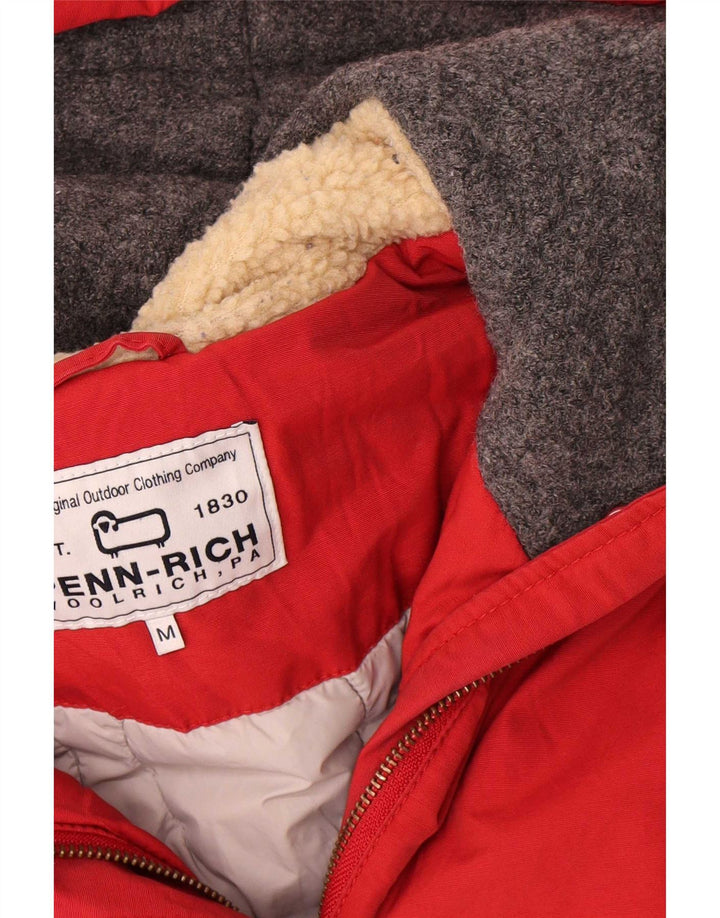 Jachetă parka cu glugă Woolrich pentru femei UK 14, bumbac roșu mediu