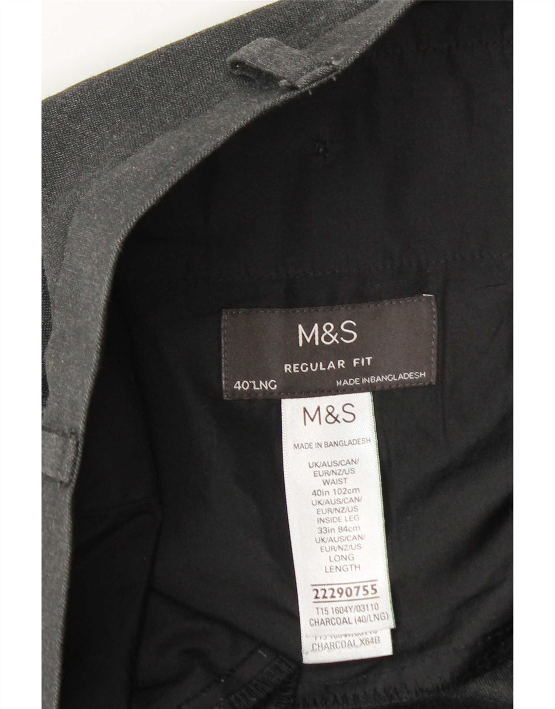 Pantaloni chino obișnuiți pentru bărbați Marks & Spencer L40 L33 poliester gri