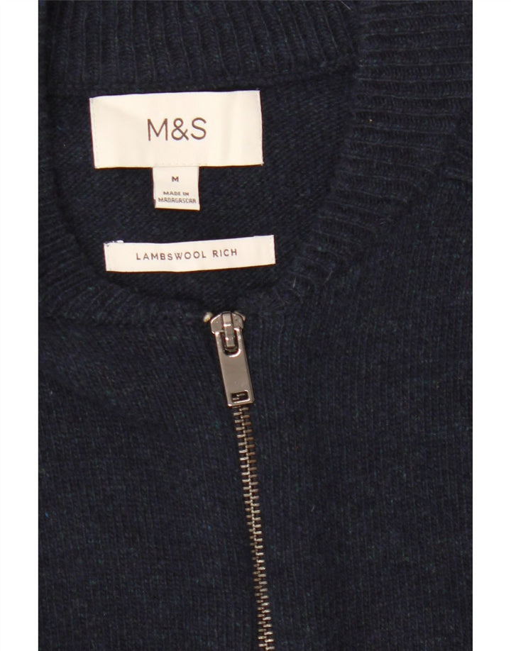 Pulover cardigan pentru bărbați Marks & Spencer, lână de miel bleumarin mediu