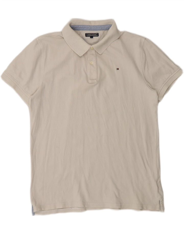 Tricou polo Tommy Hilfiger pentru baieti 13-14 ani bumbac alb