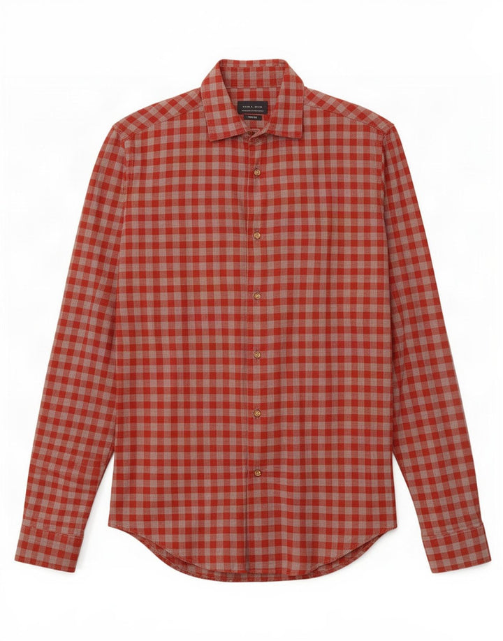 Cămașă pentru bărbați Zara, slim fit, din bumbac roșu