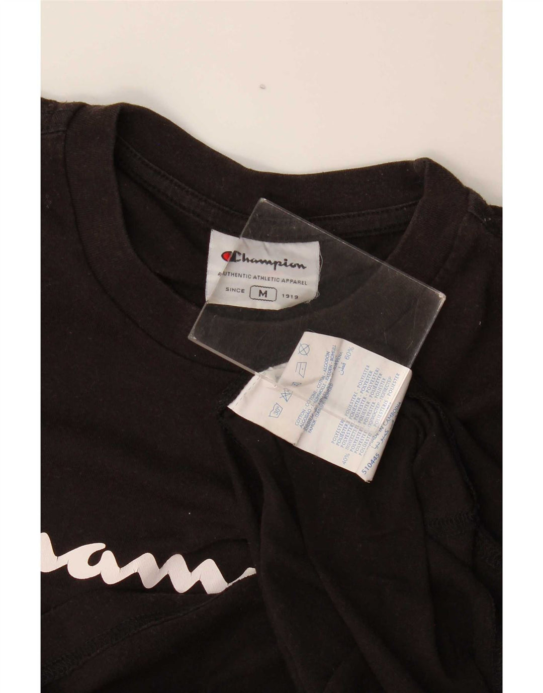 Tricou grafic Champion pentru bărbați Top mediu din bumbac negru