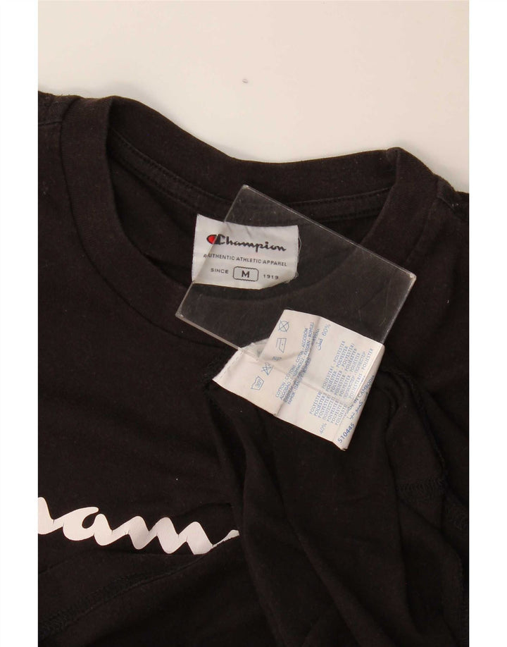 Tricou grafic Champion pentru bărbați Top mediu din bumbac negru