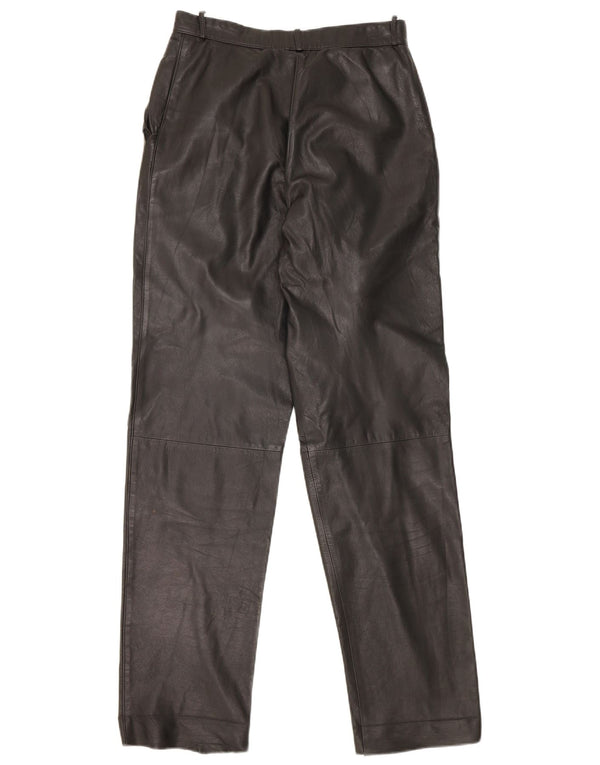 Pantaloni drepți din piele vintage pentru femei IT 44 Medium W26 L31 Piele neagră