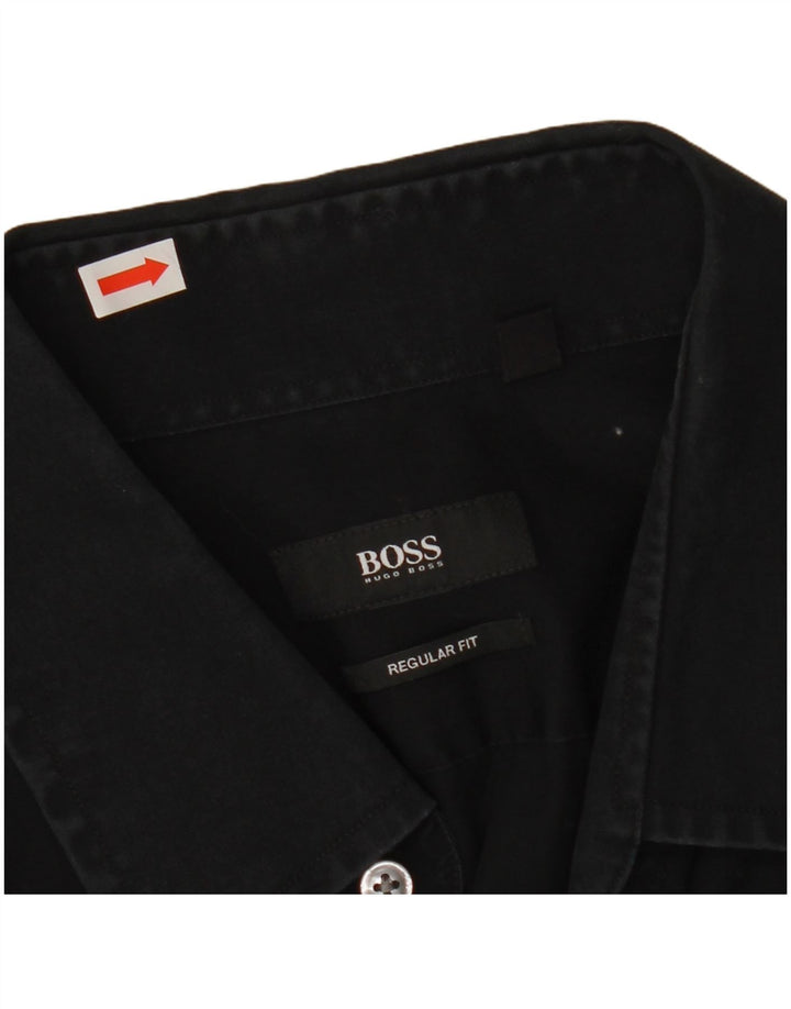 Cămașă HUGO BOSS pentru bărbați, cu tăiere obișnuită, mărime 16 1/2 42 mare, neagră
