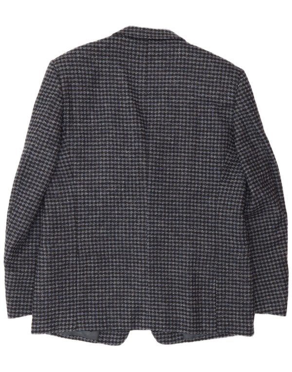 Jachetă vintage pentru bărbați cu 2 nasturi IT 56 3XL Lână virgină cu picior de găin albastru