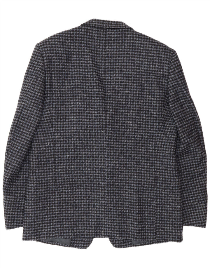 Jachetă vintage pentru bărbați cu 2 nasturi IT 56 3XL Lână virgină cu picior de găin albastru