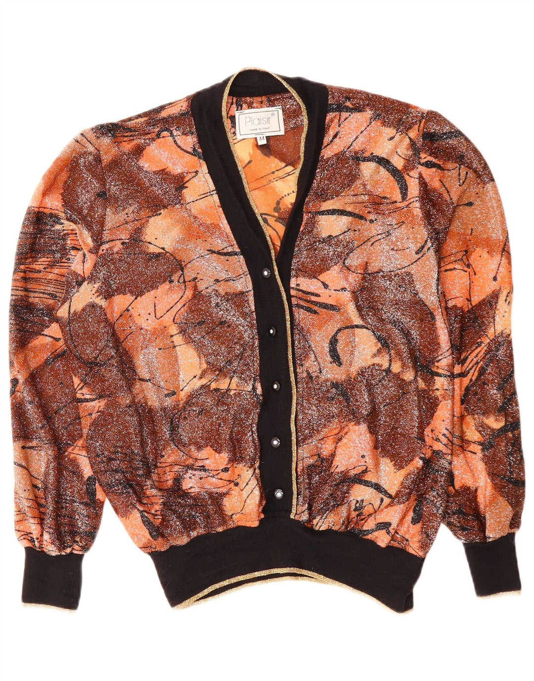 Pulover cardigan pentru femei cu model abstract PLAISIR IT 44 maro mediu