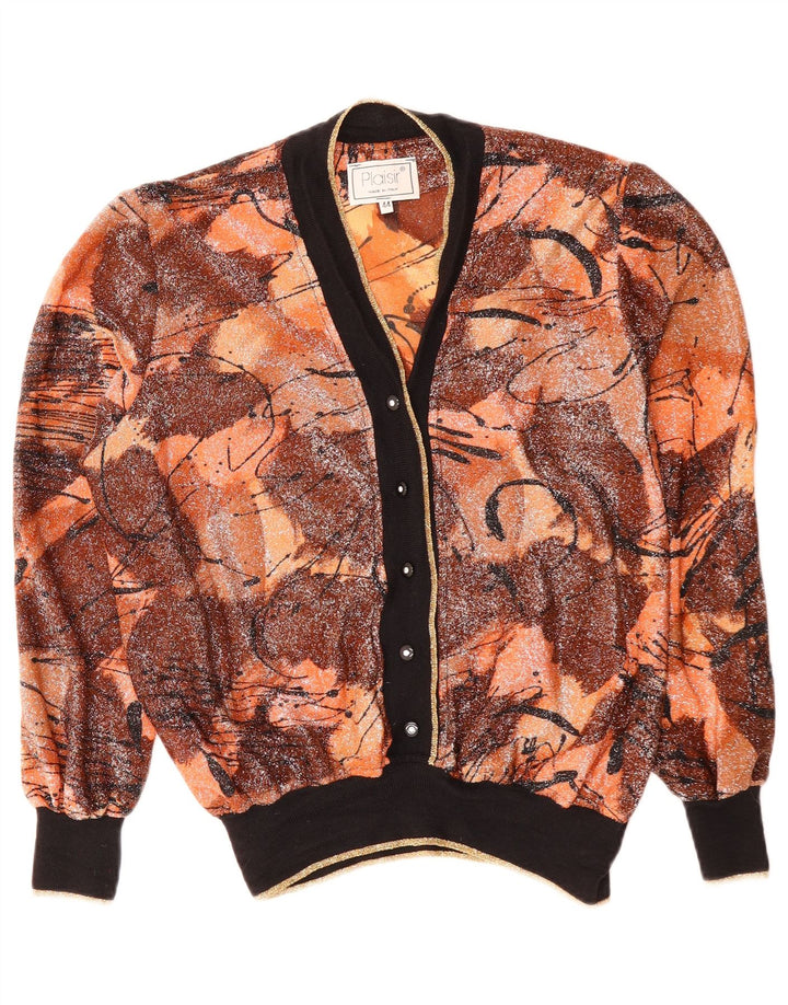 Pulover cardigan pentru femei cu model abstract PLAISIR IT 44 maro mediu