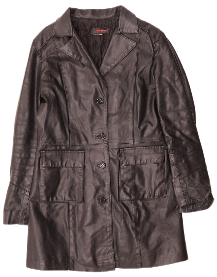 Palton din piele vintage pentru femei UK 14 mare negru