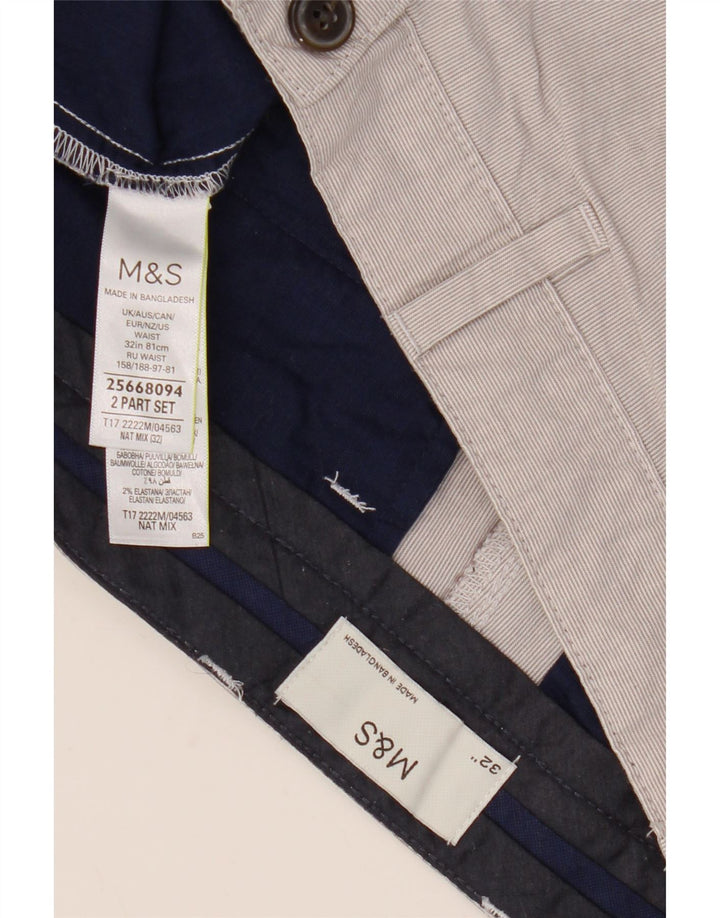 Pantaloni scurți chino pentru bărbați Marks & Spencer W32, bumbac cu dungi gri medii