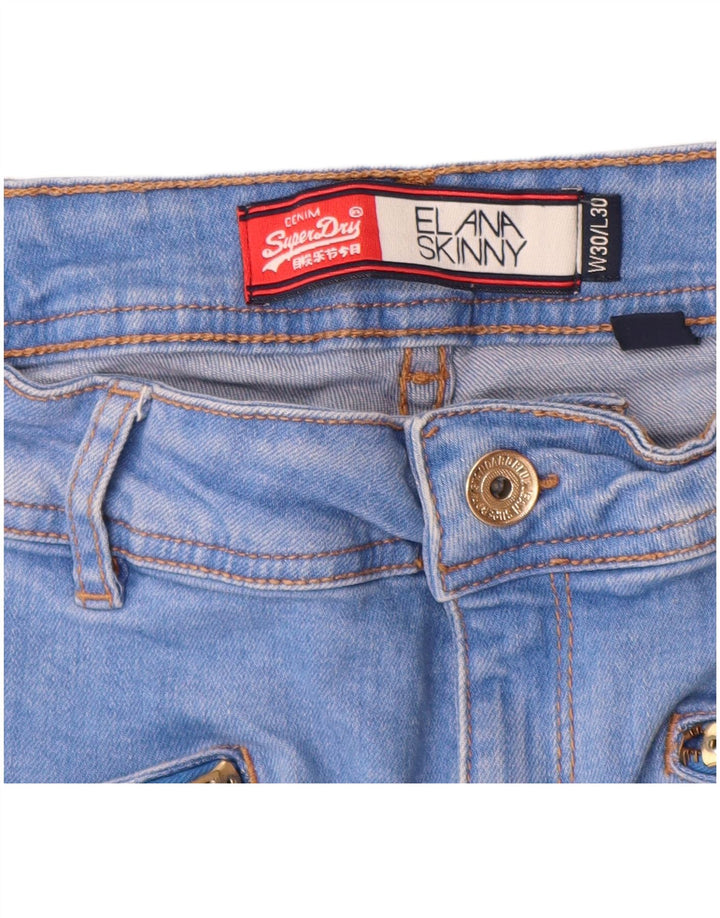 Pantaloni scurți Superdry Elana Skinny Denim W30, bumbac albastru mediu