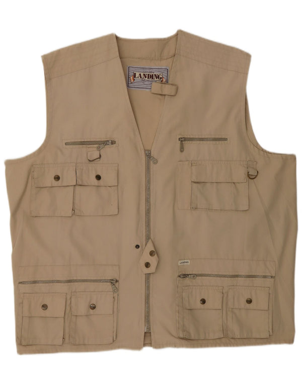 Gilet vintage pentru bărbați, UK 42 XL, bej, bumbac