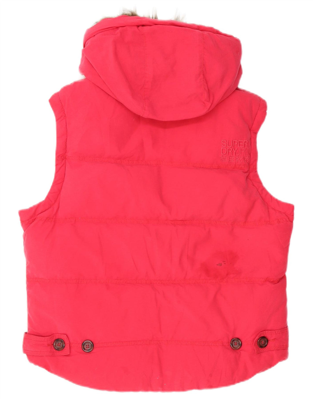 SUPERDRY Gilet căptușit cu glugă pentru femei UK 16 mare bumbac roz
