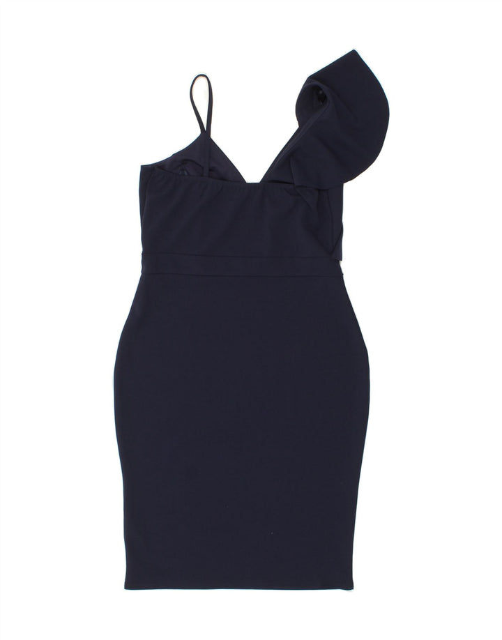VINTAGE Womens Sleeveless Bodycon Dress UK 14 Medium Navy Blue Polyester Vintage Vintage and Second-Hand Vintage from Messina Hembry 