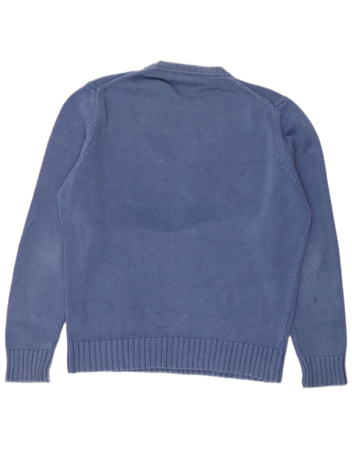 Pulover pentru bărbați Zara, cu gât crew, bumbac albastru mediu