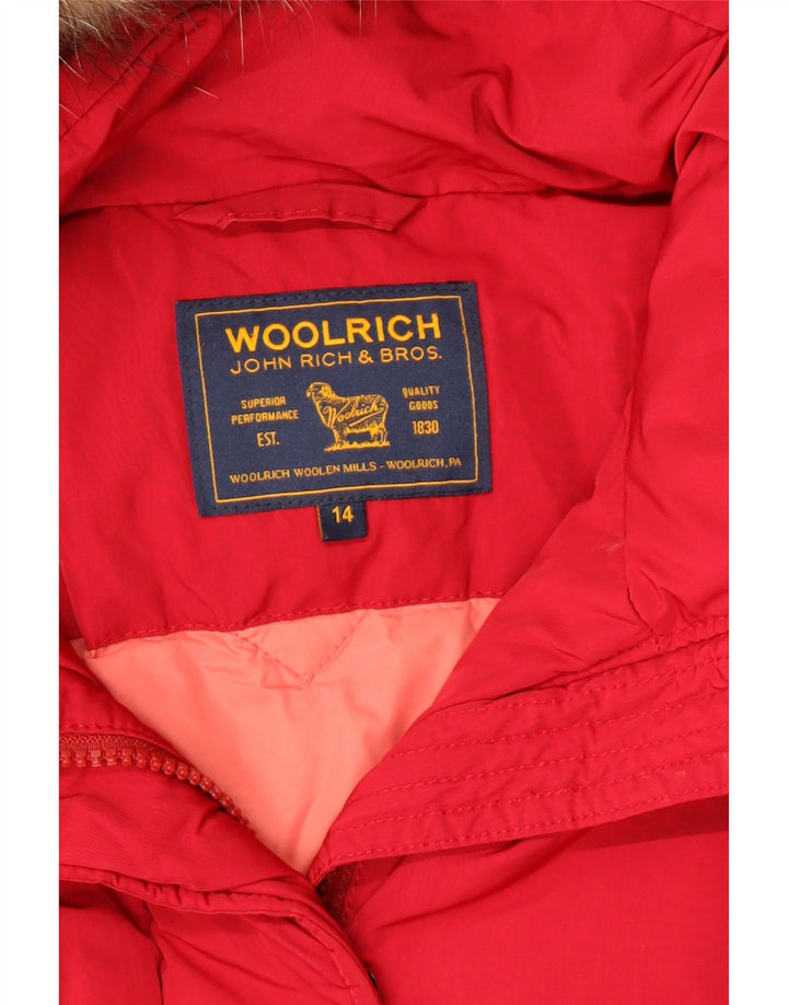 Woolrich haină de vânt cu glugă pentru fete 13-14 ani, roșu