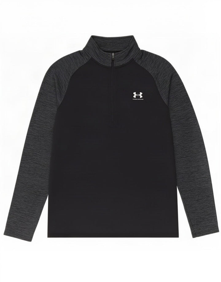 Top de trening Under Armour pentru bărbați, cu fermoar și gât, negru, colorblock