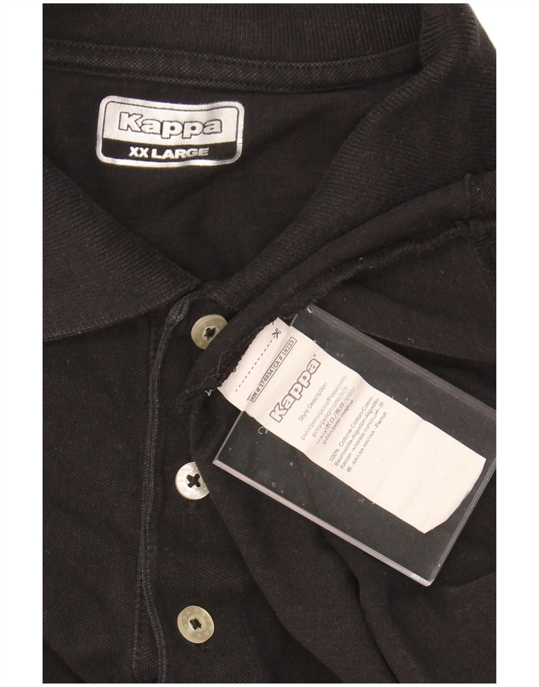 KAPPA Mens Polo Shirt 2XL Black Cotton