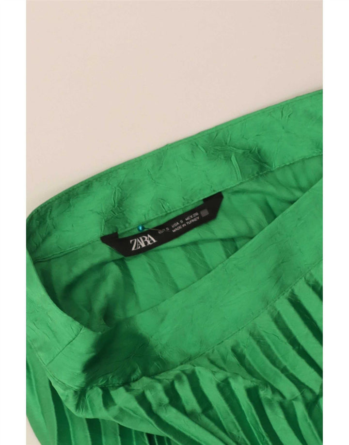 Fusta Maxi Pliată Femei Zara Mic W26 Verde