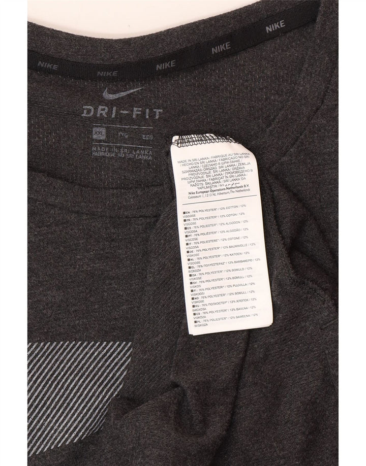 Tricou grafic pentru bărbați NIKE Dri Fit Top 2XL bumbac cu dungi gri