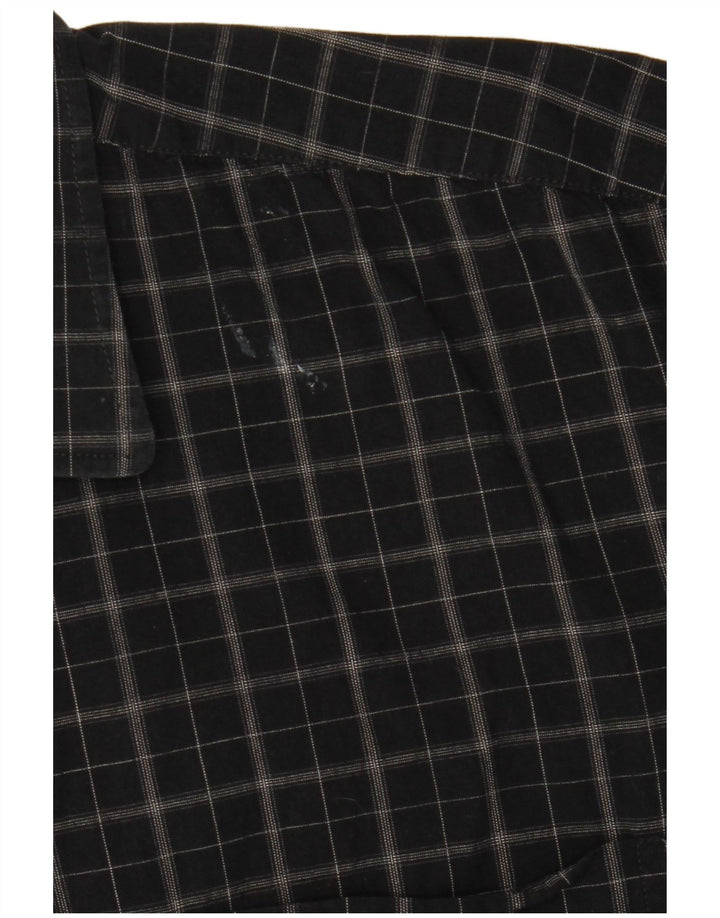 Cămașă cu mânecă scurtă pentru bărbați Pierre Cardin, bumbac cu carouri negru mediu
