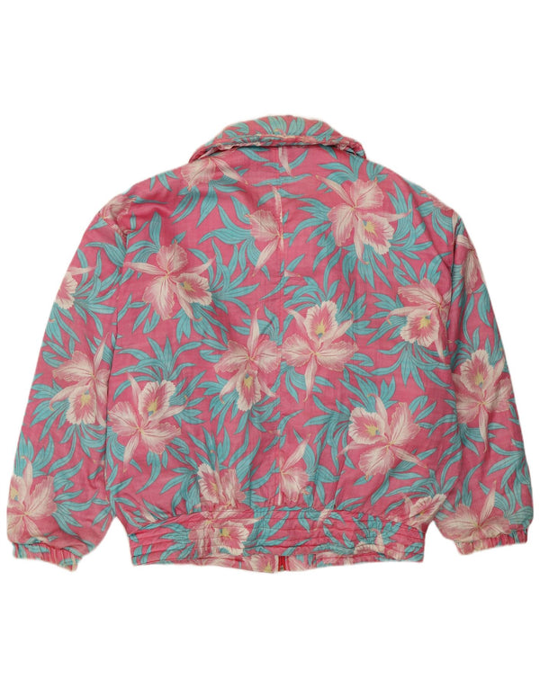 Jachetă de vânt supradimensionată pentru femei VINTAGE IT 48 XL roz din poliamidă florală