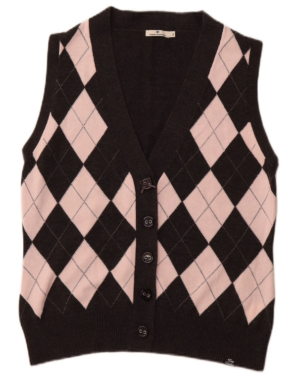 TOM TAILOR Pulover Crop Cardigan pentru femei UK 18 XL Negru Argyle/Diamond