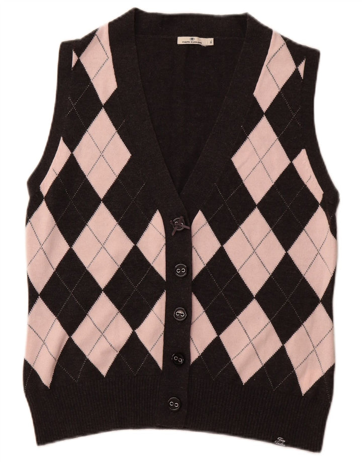 TOM TAILOR Pulover Crop Cardigan pentru femei UK 18 XL Negru Argyle/Diamond