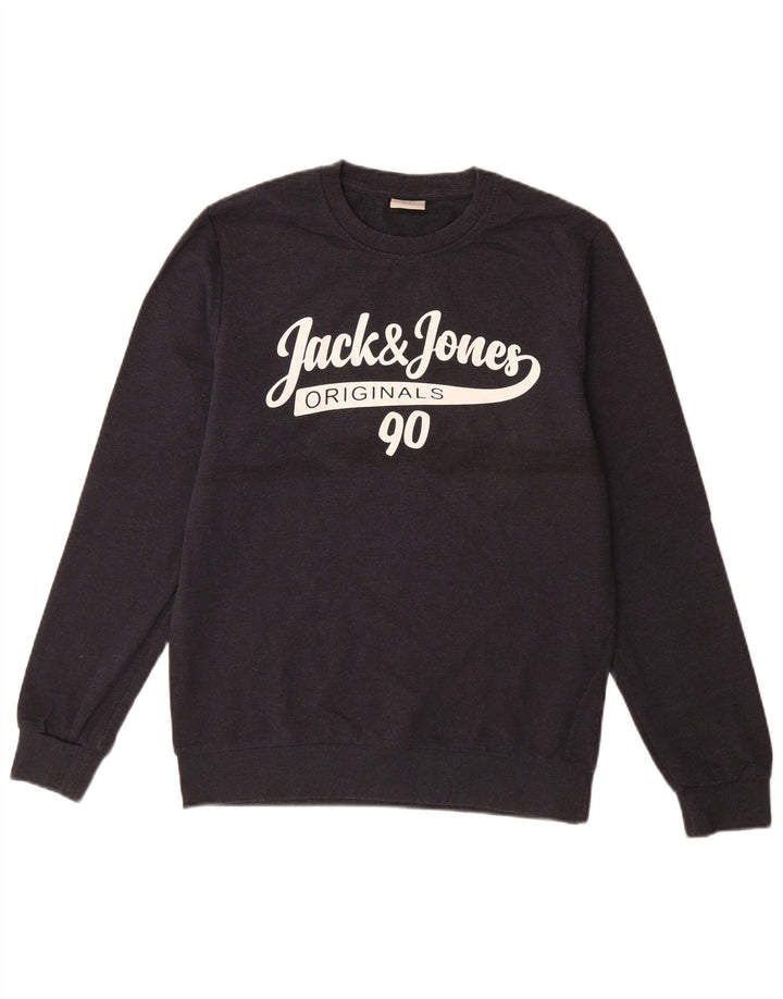 Jack & Jones Pulover grafic pentru bărbați, bumbac mic, albastru
