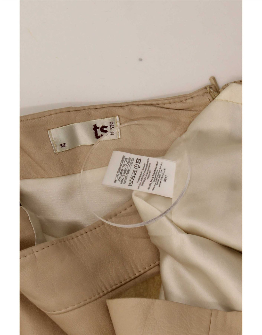 Fusta din piele vintage pentru femei UK 12 Medium W28 Bej