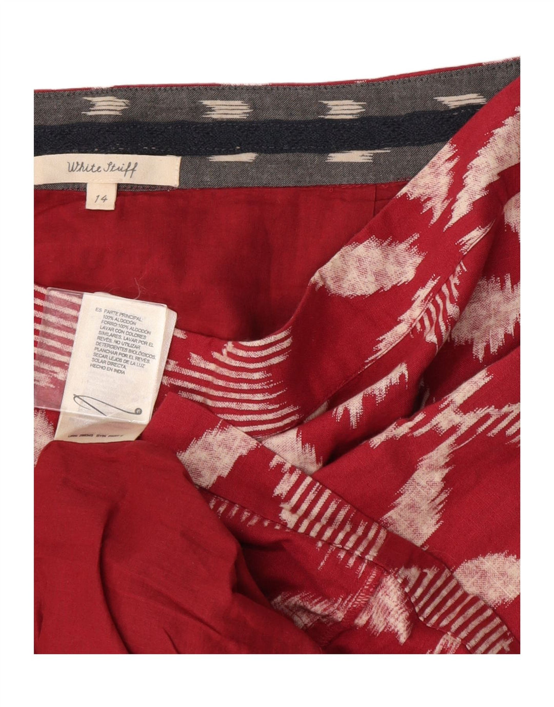 Fusta mini pentru femei White Stuff UK 14 Large W34 Burgundy Floral Bumbac