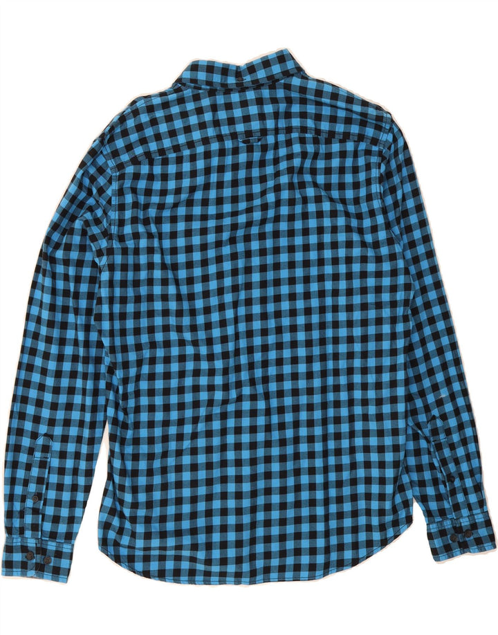 TIMBERLAND Mens Slim Fit Flannel Shirt Medium Blue Gingham Cotton Vintage Timberland and Second-Hand Timberland from Messina Hembry 