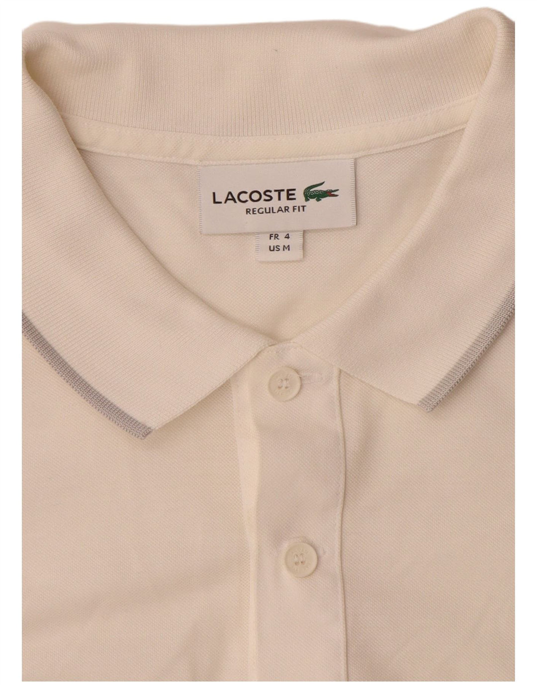 Tricou polo Lacoste pentru bărbați, cu formă regulată, mărimea 4, alb mediu
