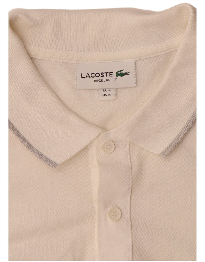 Tricou polo Lacoste pentru bărbați, cu formă regulată, mărimea 4, alb mediu