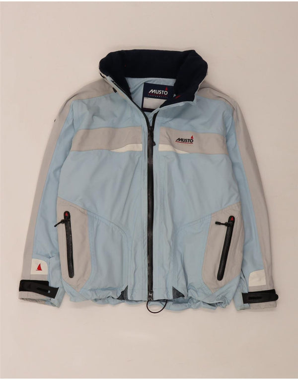 Musto Jachetă de ploaie supradimensionată cu glugă pentru femei UK 10 Small Blue Colorblock