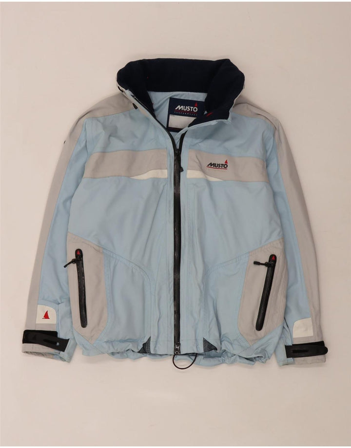 Musto Jachetă de ploaie supradimensionată cu glugă pentru femei UK 10 Small Blue Colorblock