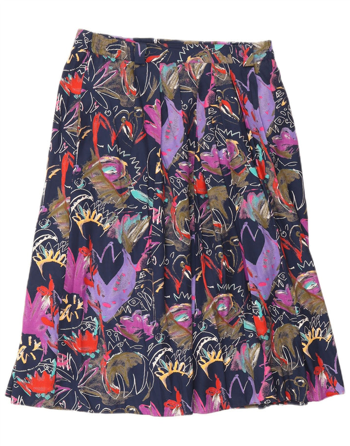 Fusta evazată cu model abstract pentru femei vintage EU 42 mare W30 multicoloră