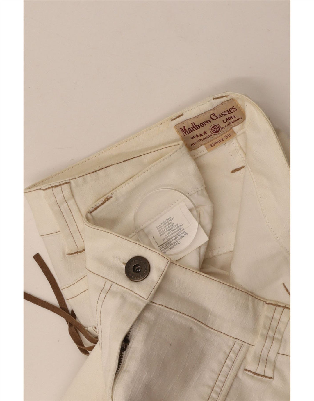 MARLBORO CLASSICS Fustă mini pentru femei cu talie înaltă EU 50 3XL W36 Bumbac alb