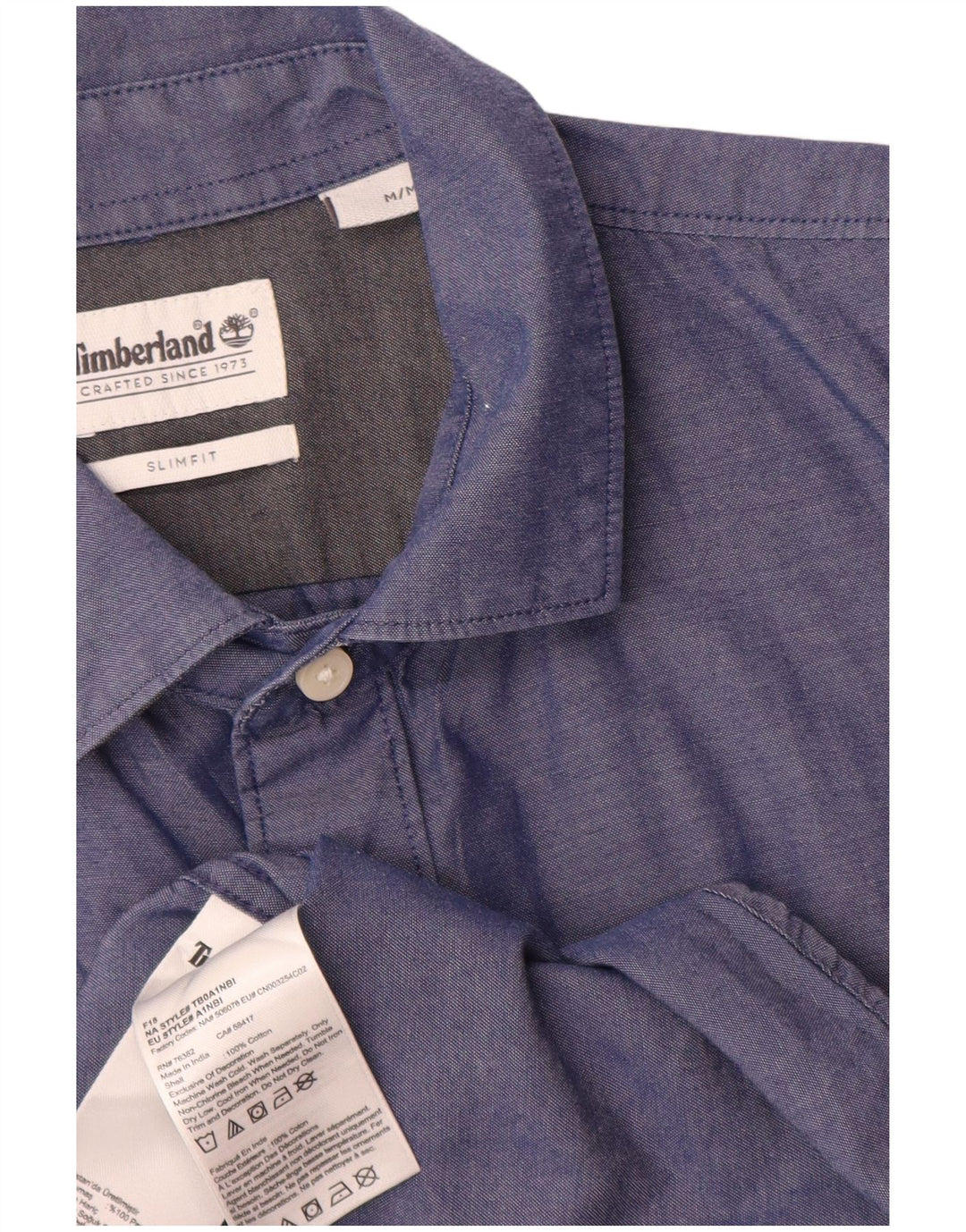 Cămașă Timberland pentru bărbați, cu mânecă scurtă, slim fit, bumbac albastru mediu